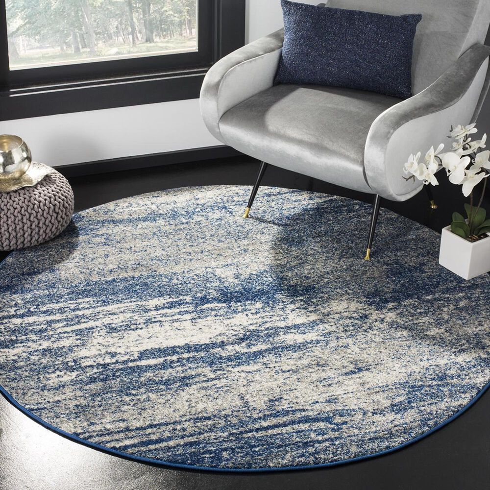 Safavieh Evoke EVK272A-5R 5&#39;1&quot; Round Navy/Ivory Area Rug, , large