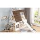 Hearth and Haven Twin over Twin House Bunk Bed with Roof in White and Brown, , large