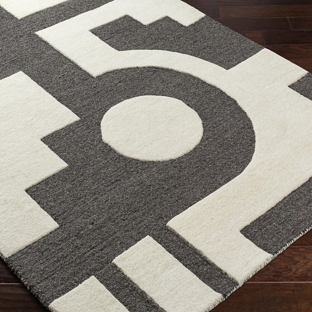Surya Brook 5&#39; x 7&#39;6&quot; White and Charcoal Area Rug, , large