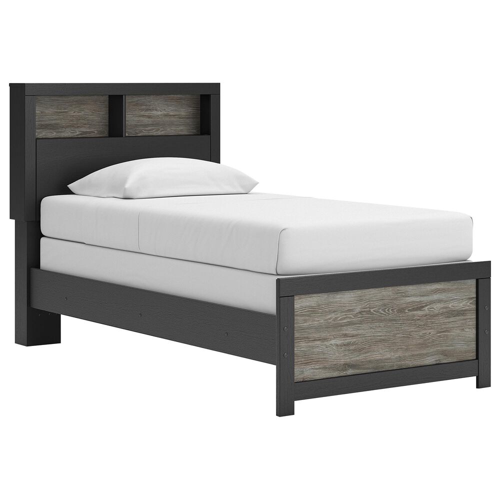 Ashley Broachmyn 4 Piece Twin Bookcase Bed Set in Black and Gray, , large