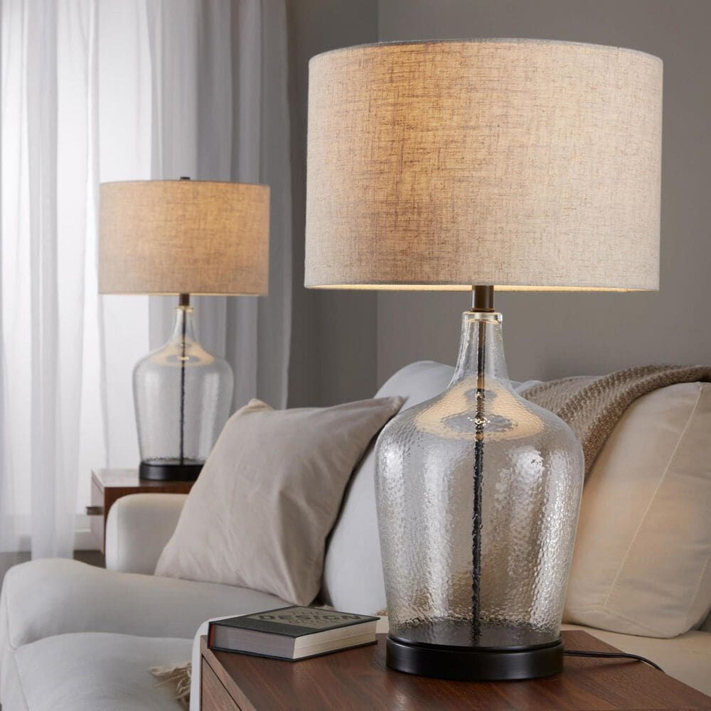 LumiSource Botella Glass Table Lamp in Clear and Oil Bronze (Set of 2), , large