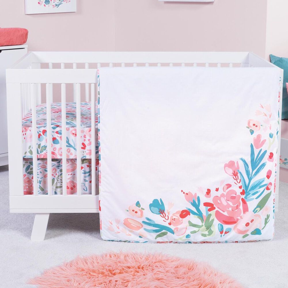 Trend Labs Painterly Floral 3-Piece Crib Bedding Set in Pink, , large