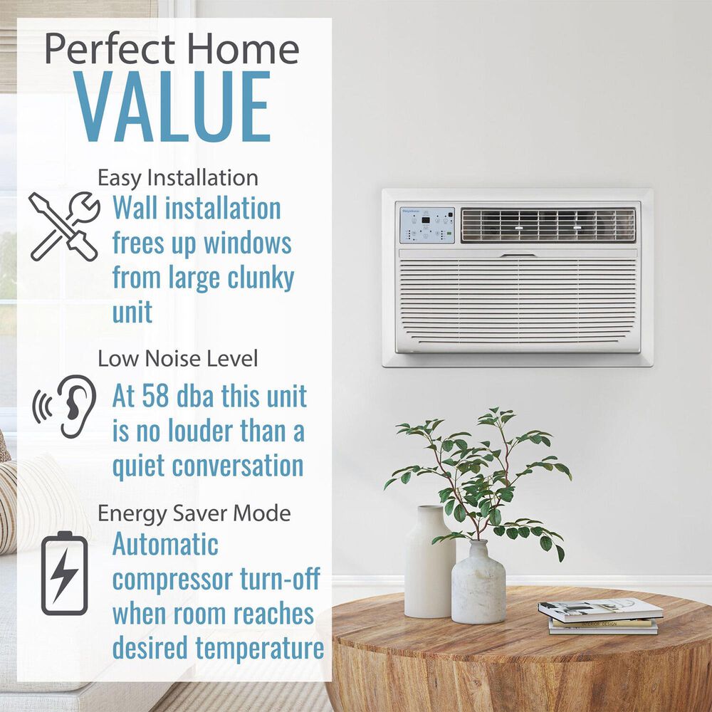 Almo Distributing Pennsylvania 14,000 BTU 230V Through-the-Wall Air Conditioner with 10,600 BTU Supplemental Heat Capability, , large