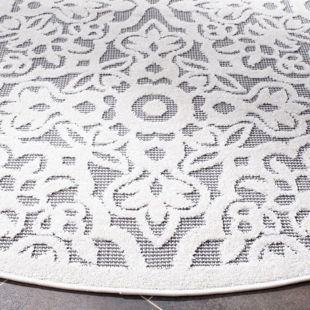 Safavieh Cabana CBN662A 8&#39; Round Ivory and Grey Indoor/Outdoor Area Performance Rug, , large