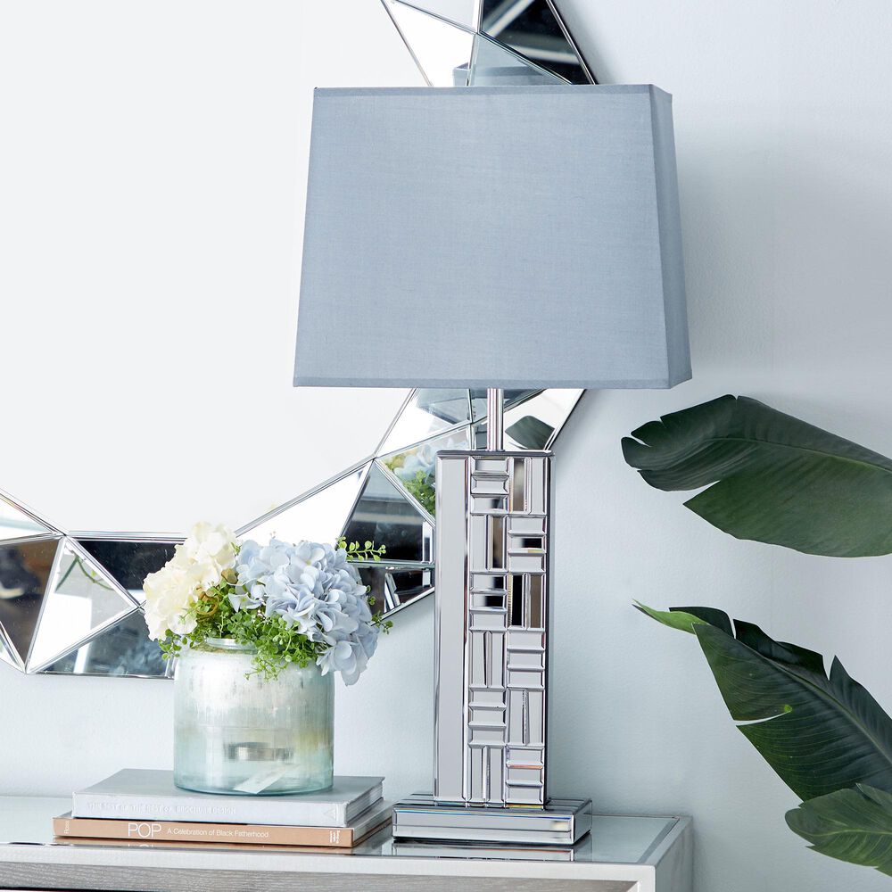 Maple and Jade Glam Table Lamp with Rectangular Shade in Silver, , large
