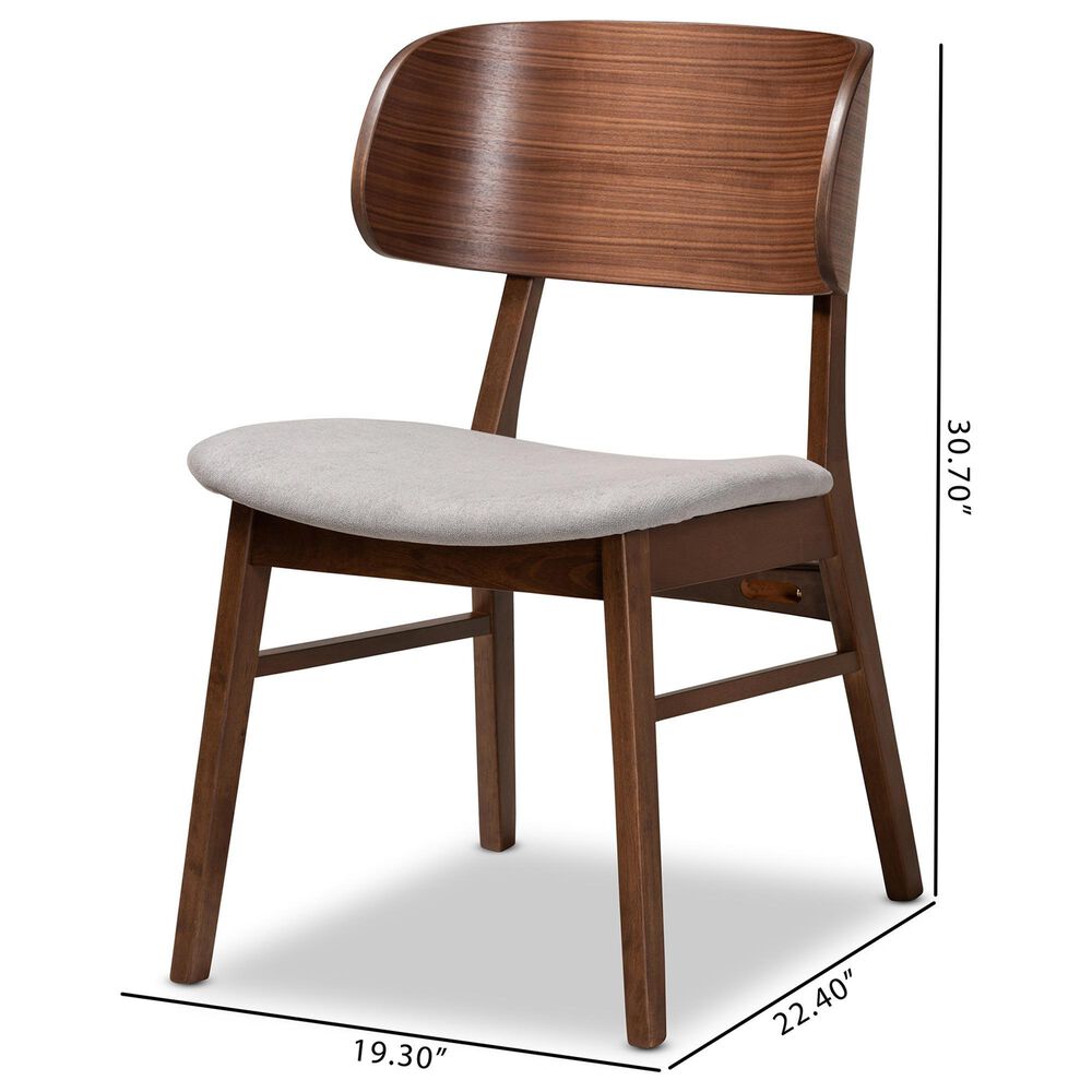 Baxton Studio Alston Side Chair with Grey Cushion in Walnut Brown (Set of 2), , large