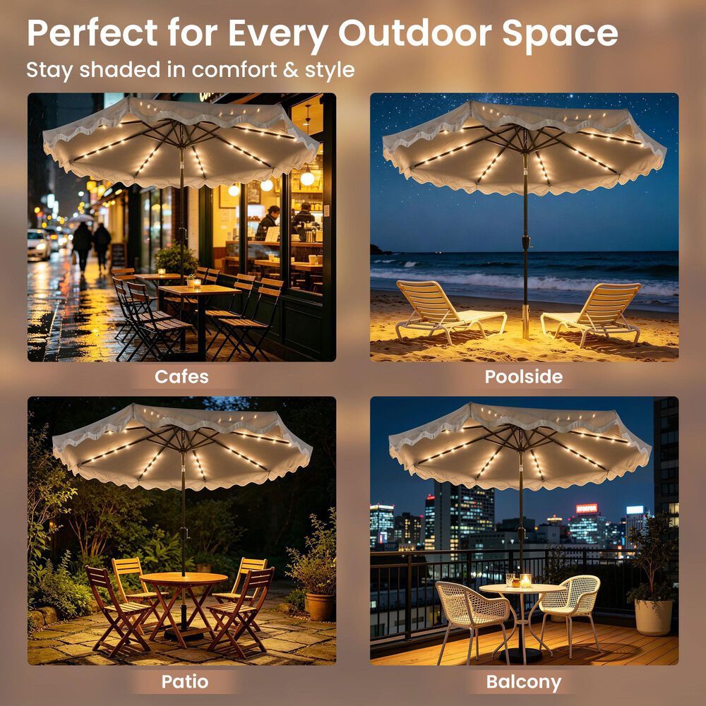 HOMLUX 10' Patio Umbrella with Lights in Gray, , large