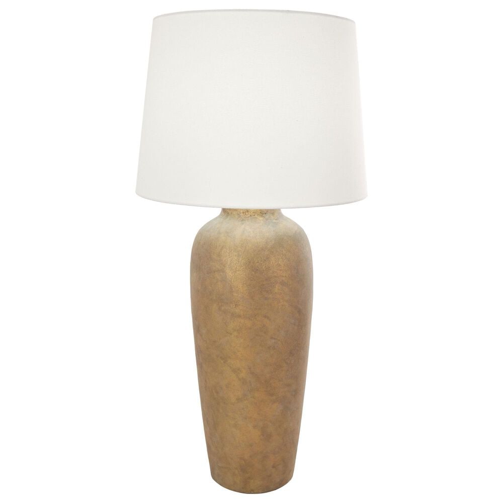 Maple and Jade 35&quot; Ceramic Table Lamp with Cream Linen Shade in Brown, , large
