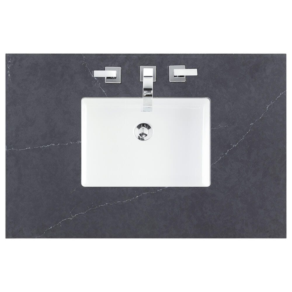 James Martin Vanities Hudson 36&quot; Single Bathroom Vanity in Light Natural Oak with 3 cm Charcoal Soapstone Quartz Top and Rectangular Sink, , large
