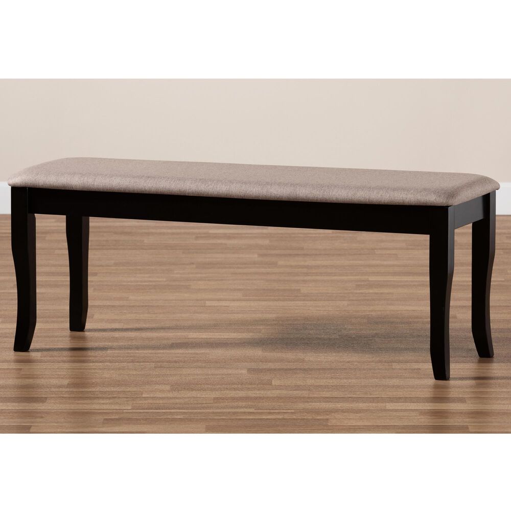 Baxton Studio Cornelie Dining Bench in Sand/Dark Brown, , large