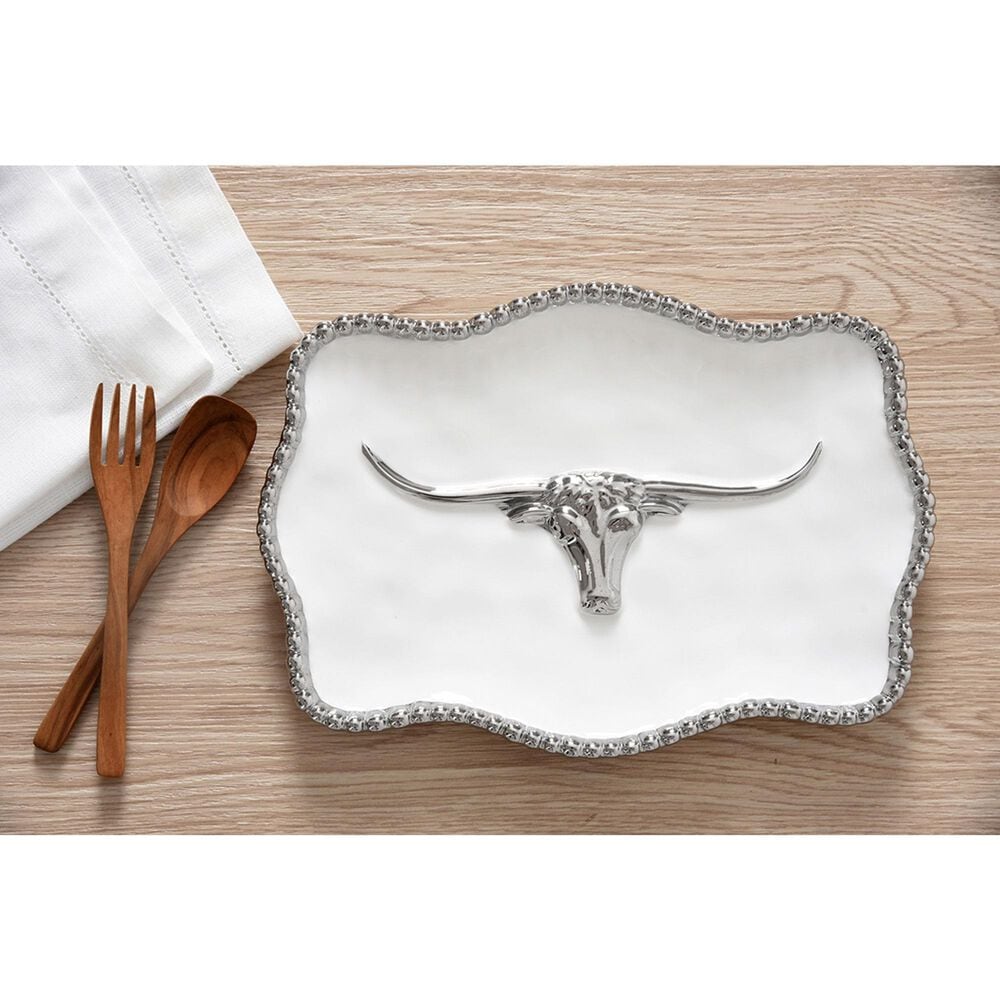 Pampa Bay Longhorns Small Tray in White and Silver, , large