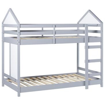 Walker Edison Skyler Twin over Twin Bunk Bed in Grey, , large
