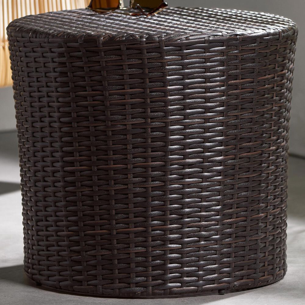 Hearth and Haven Kingstown Outdoor Barrel Side Table in Brown, , large