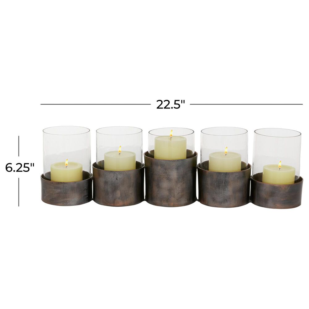 Maple and Jade Modern Candle Holder in Distressed Black, , large