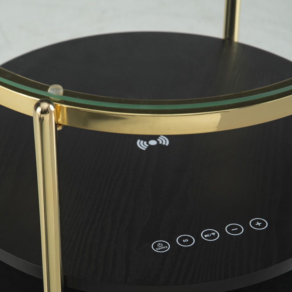 Ashley Nedman Accent End Table with Speaker in Black and Gold, , large