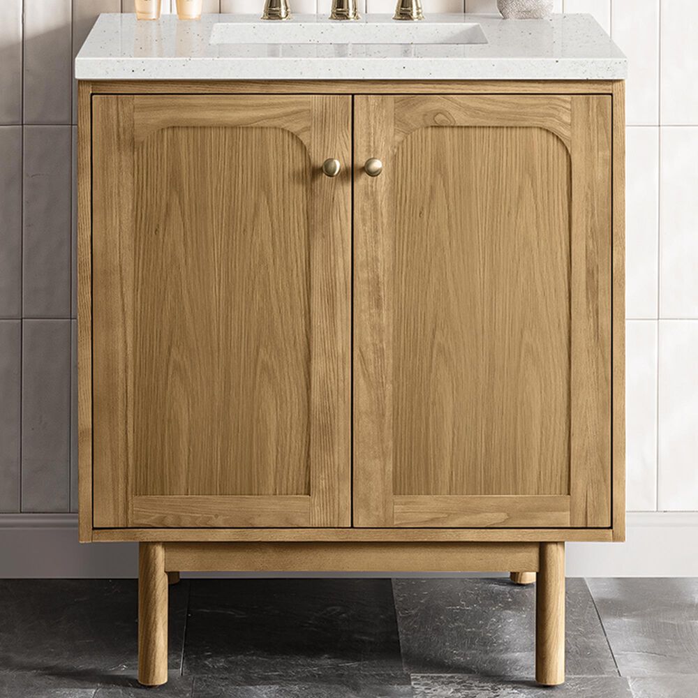 James Martin Vanities Laurent 30" Single Bathroom Vanity in Light Natural Oak with 3 cm Lime Delight Quartz Top and Rectangular Sink, , large