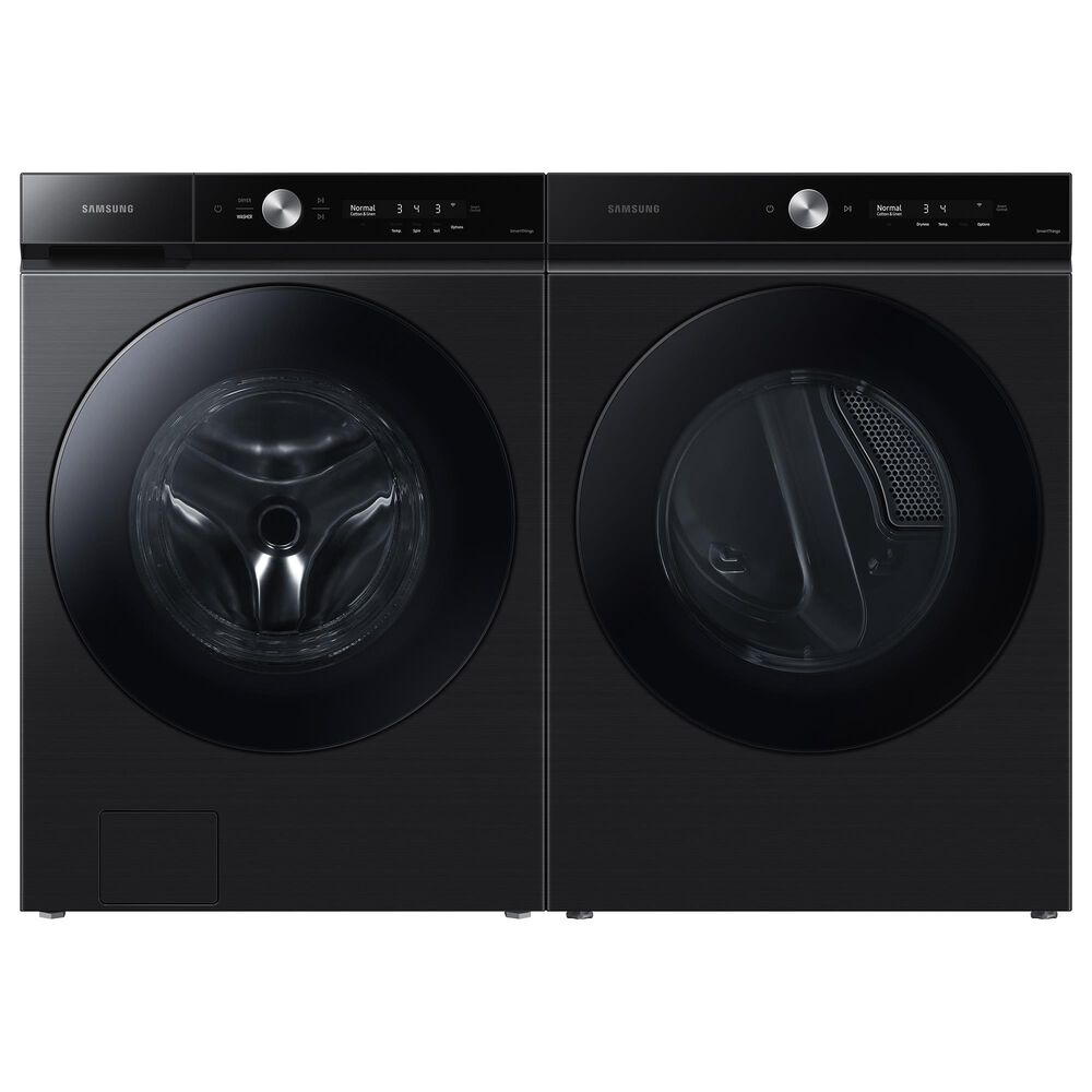 Samsung Bespoke 5.3 Cu. Ft. Front Load Washer and 7.6 Cu. Ft. Electric Dryer Laundry Pair with Stacking Kit in Brushed Black, , large