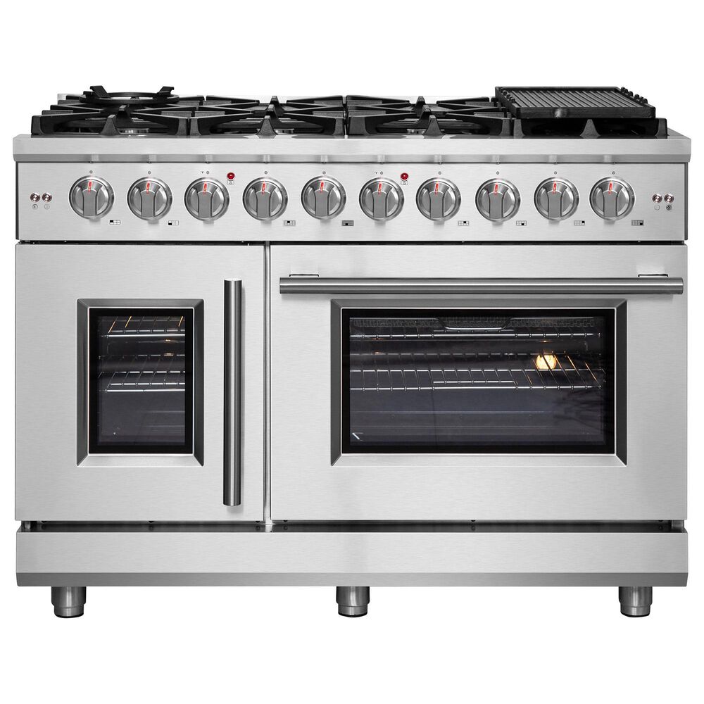 Forno Massimo 48" Freestanding French Door Gas Range in Stainless Steel, , large