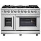 Forno Massimo 48" Freestanding French Door Gas Range in Stainless Steel, , large