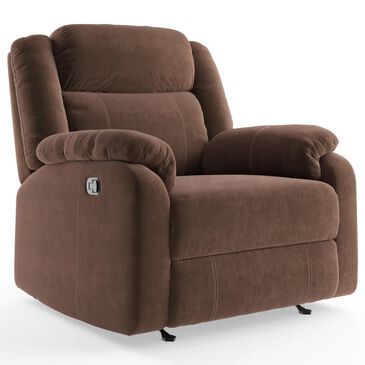 American Wholesale Furniture Tompkins Manual Glider Recliner in Chocolate, , large