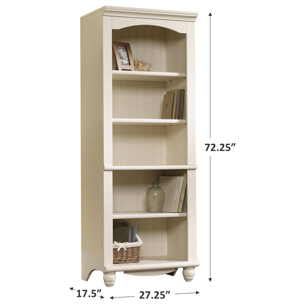 Sauder Harbor View 5-Shelf Library in Antiqued White, , large