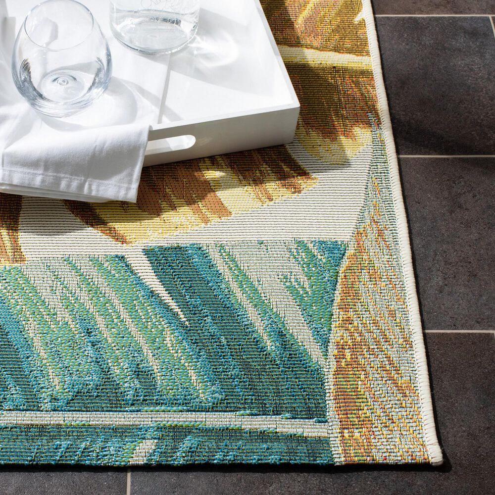 Safavieh Barbados Tropical Botanical 3&#39;3&quot; x 5&#39; Gold and Green Indoor/Outdoor Area Rug, , large