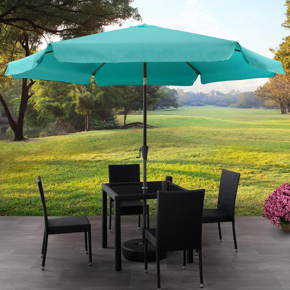 CorLiving 10' Round Tilting Patio Umbrella in Turquoise Blue, , large