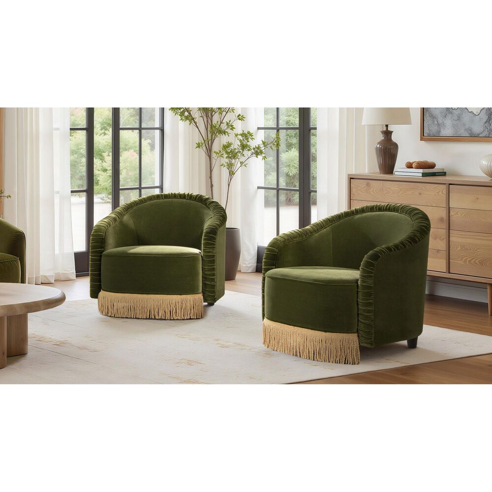 Jennifer Taylor Home Serena Barrel Accent Chair in Olive Green, , large
