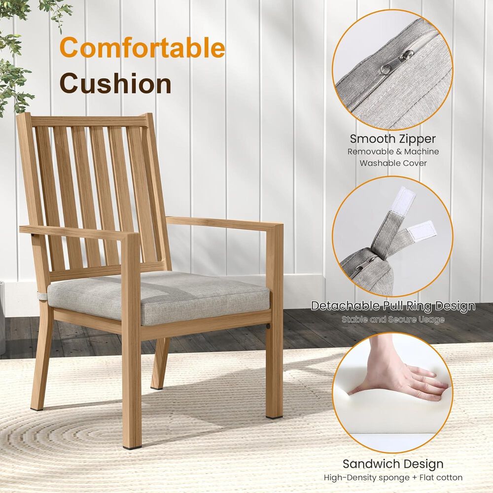 Hearth and Haven Outdoor All-Weather Aluminum Dining Chair in Gray (Set of 2), , large
