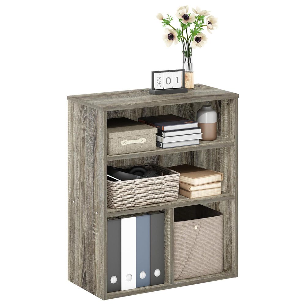 HOMLUX 3-Tier Display Bookcase with Adjustable Shelves in French Oak, , large