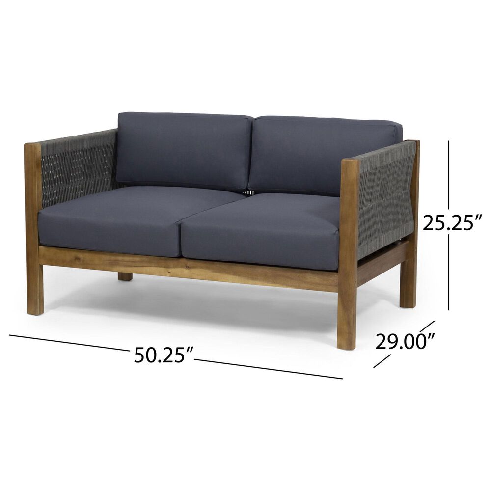 Hearth and Haven Laurel 4-Piece Outdoor Chat Set with Teak Coffee Table in Dark Gray, , large