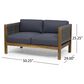 Hearth and Haven Laurel 4-Piece Outdoor Chat Set with Teak Coffee Table in Dark Gray, , large