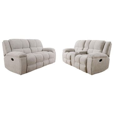Simeon Collection Buster Manual Dual Reclining Sofa and Console Loveseat Set in Opal Taupe, , large