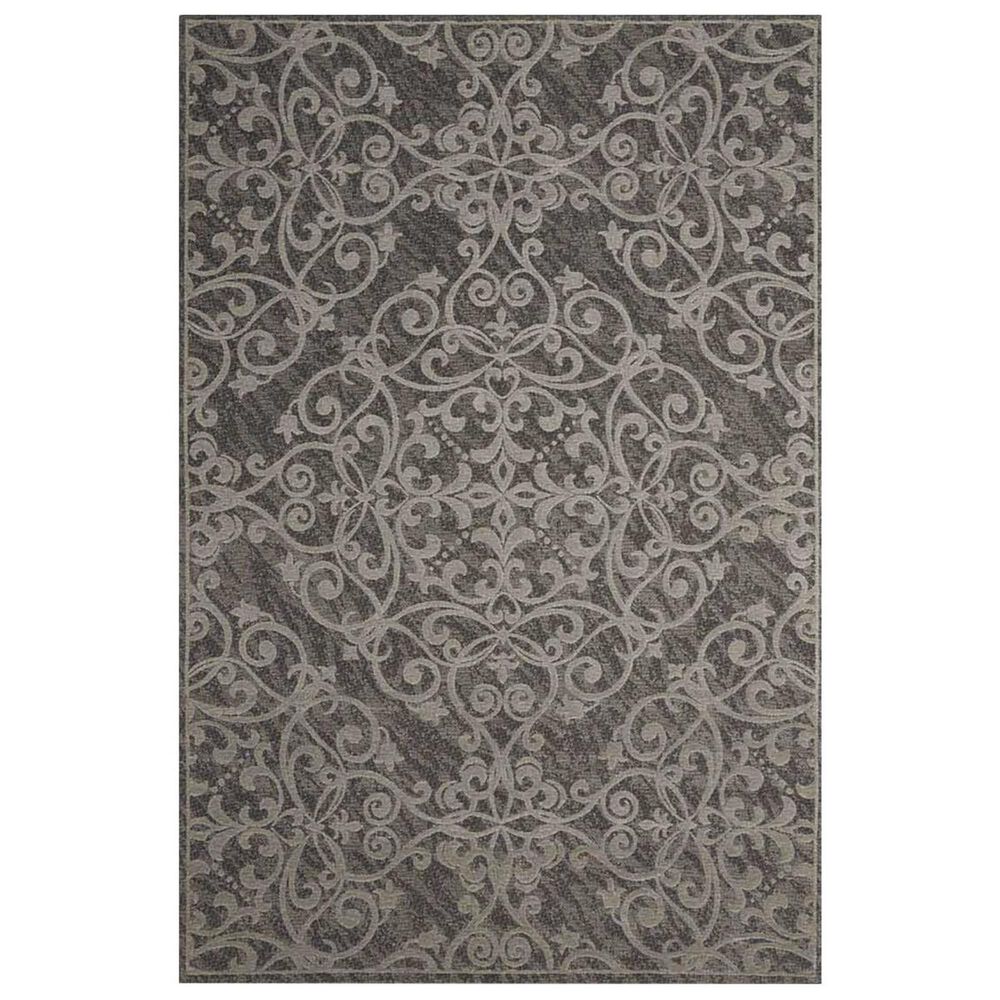 Nourison Damask DAS01 5" x 7" Grey Area Rug, , large