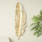 Maple and Jade 47" x 14" x 3" Polystone Bird Large Feather Wall Decor in Gold, , large