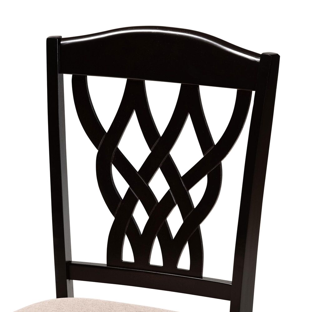 Baxton Studio Delilah Side Chair with Sand Cushion in Dark Brown (Set of 2), , large