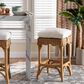 Baxton Studio Muy Scallop Rattan Counter Stool in Honey, , large