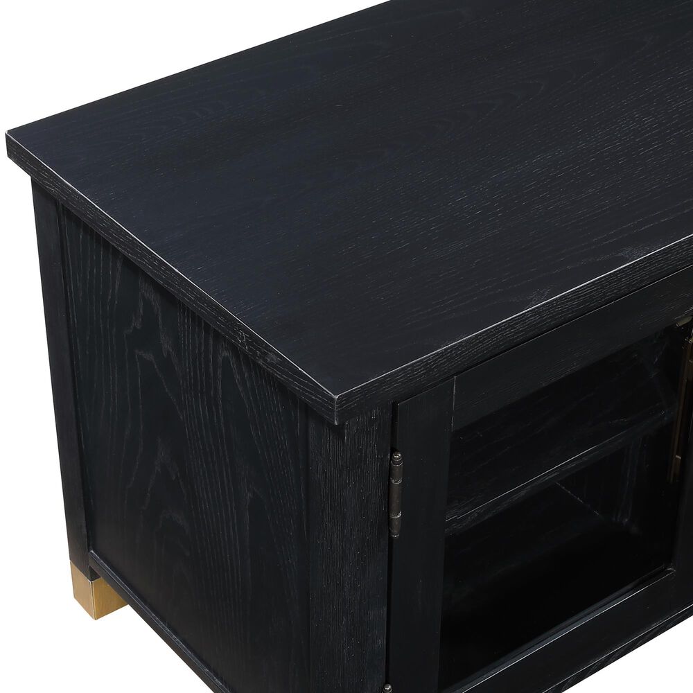 Steve Silver Furniture Yves 64" TV Stand in Ebony and Brushed Brass, , large