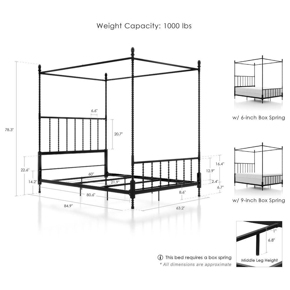 Furniture of America Elliot Queen Canopy Bed in Black, , large