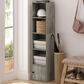 HOMLUX 5-Tier Shelf Bookcase with Door Storage Cabinet in French Oak, , large