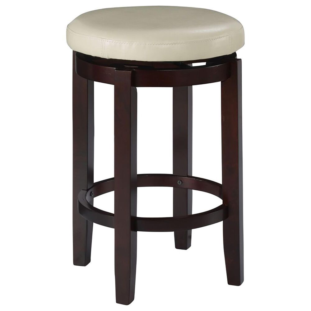 Linden Boulevard Maya Swivel Counter Stool with Beige Cushion in Brown, , large