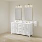 37B Fenwick 60" Double Bathroom Vanity in Bright White with Glossy White Composite Stone Top and Backsplash, , large