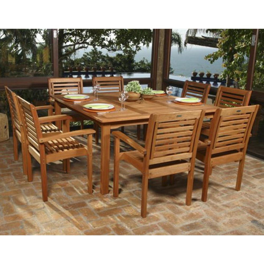 International Home Miami Amazonia Square 9-Piece Dining Set in Brown, , large
