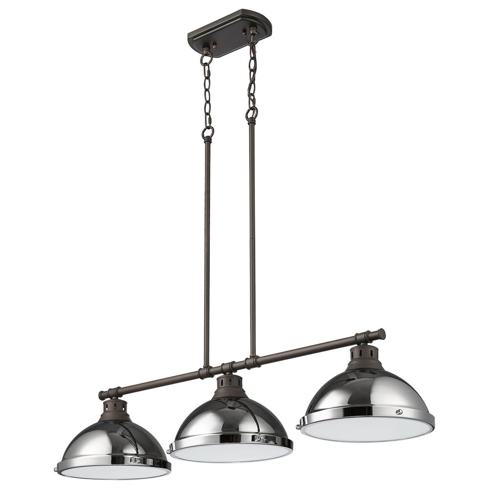 Golden Lighting Duncan 3-Light Pendant with Chrome Shade in Rubbed Bronze, , large