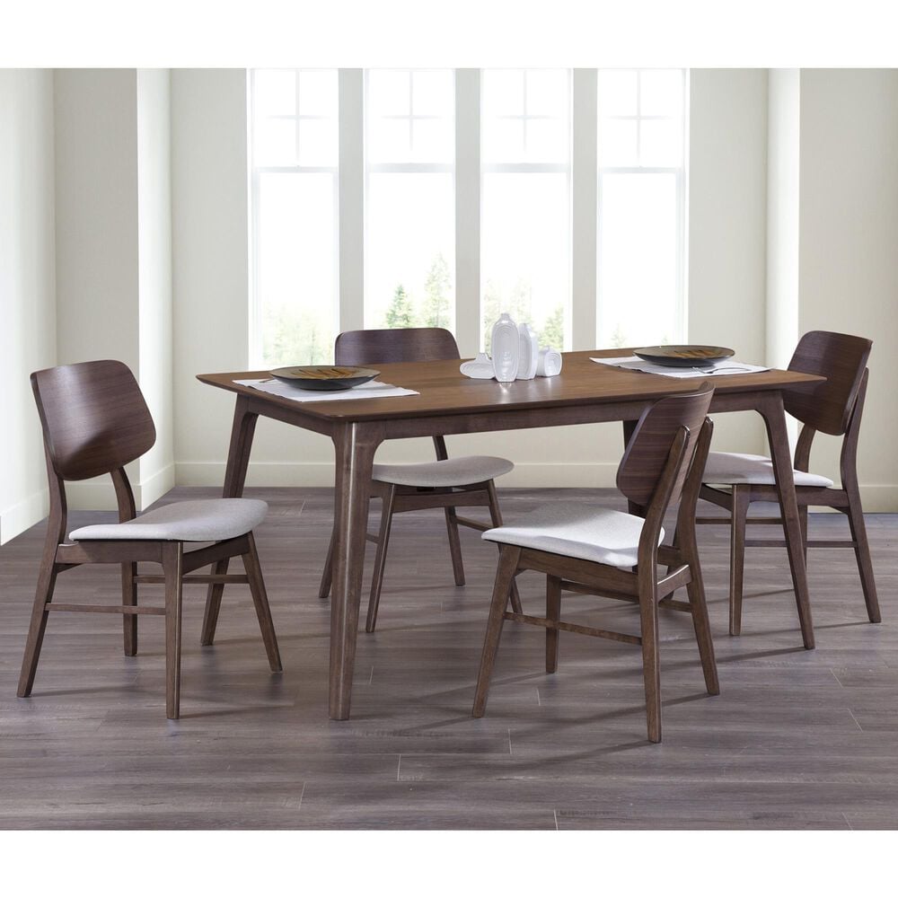 New Heritage Design Oscar 5-Piece Rectangular Dining Set in Natural Walnut, , large