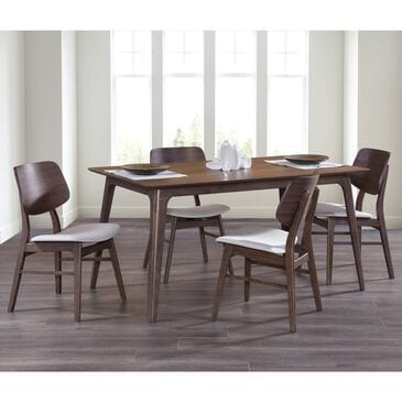 New Heritage Design Oscar 5-Piece Rectangular Dining Set in Natural Walnut, , large