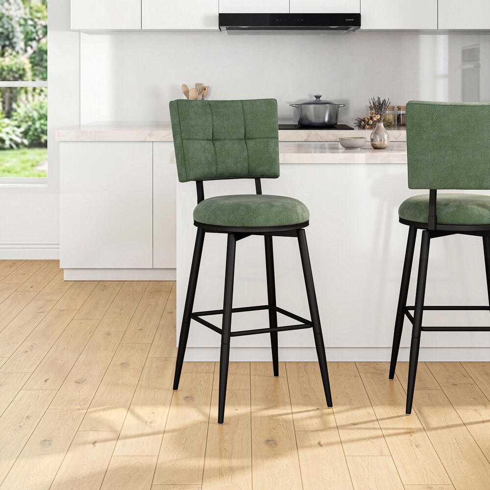 Richlands Furniture Beau Adjustable Swivel Stool with Green Upholstery in Black, , large