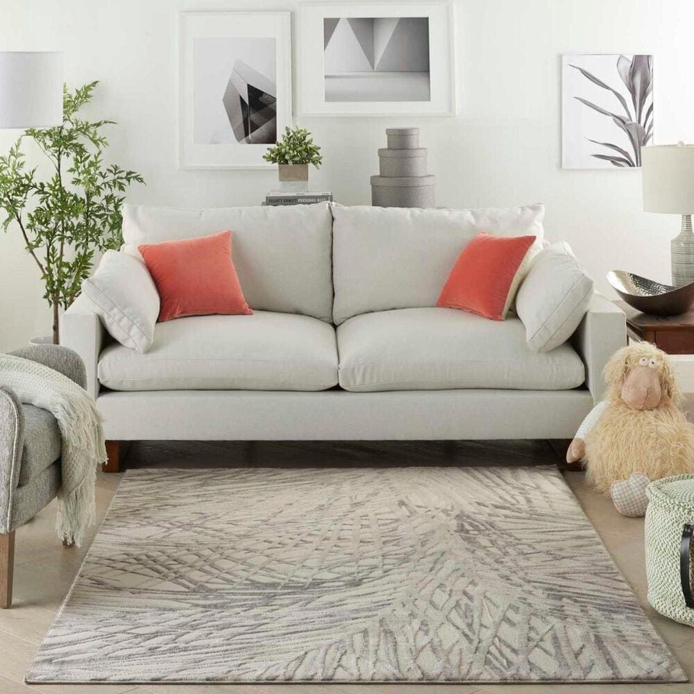 Nourison Rustic Textures Ivory and Grey 3&#39;11&quot; x 5&#39;11&quot; Area Rug, , large