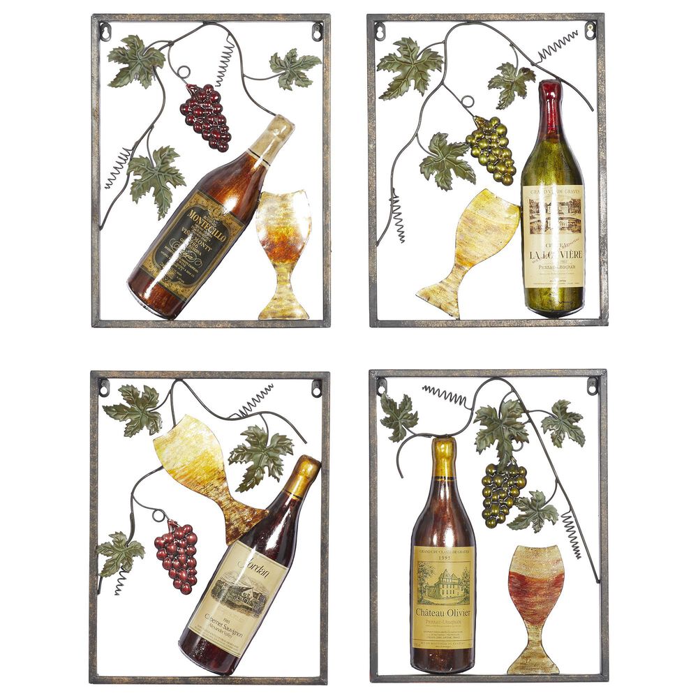 Maple and Jade 18" x 14" Wine Wall Decor in Multicolor (Set of 4), , large