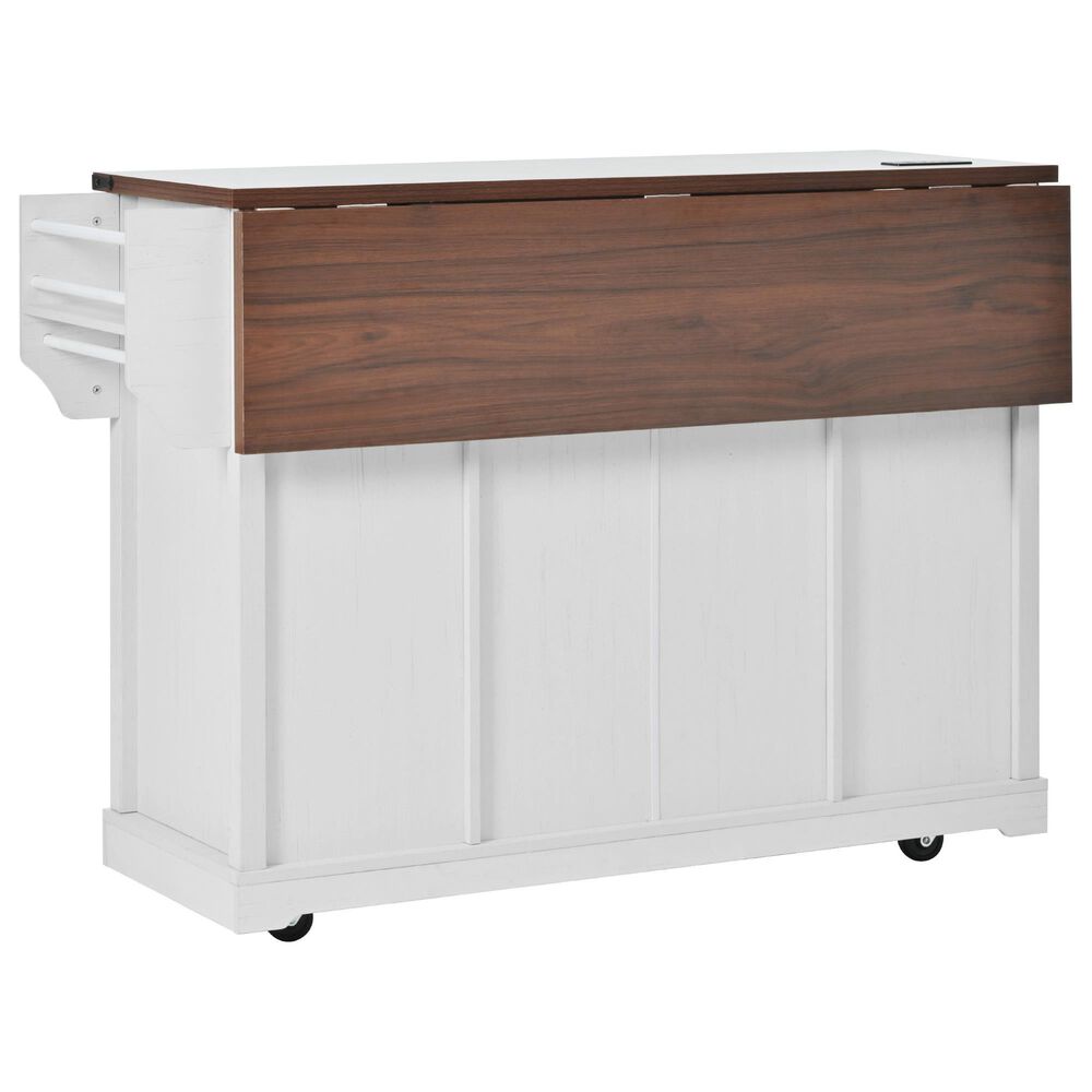 HOMLUX 58" Kitchen Island with Drop Leaf in White and Brown, , large